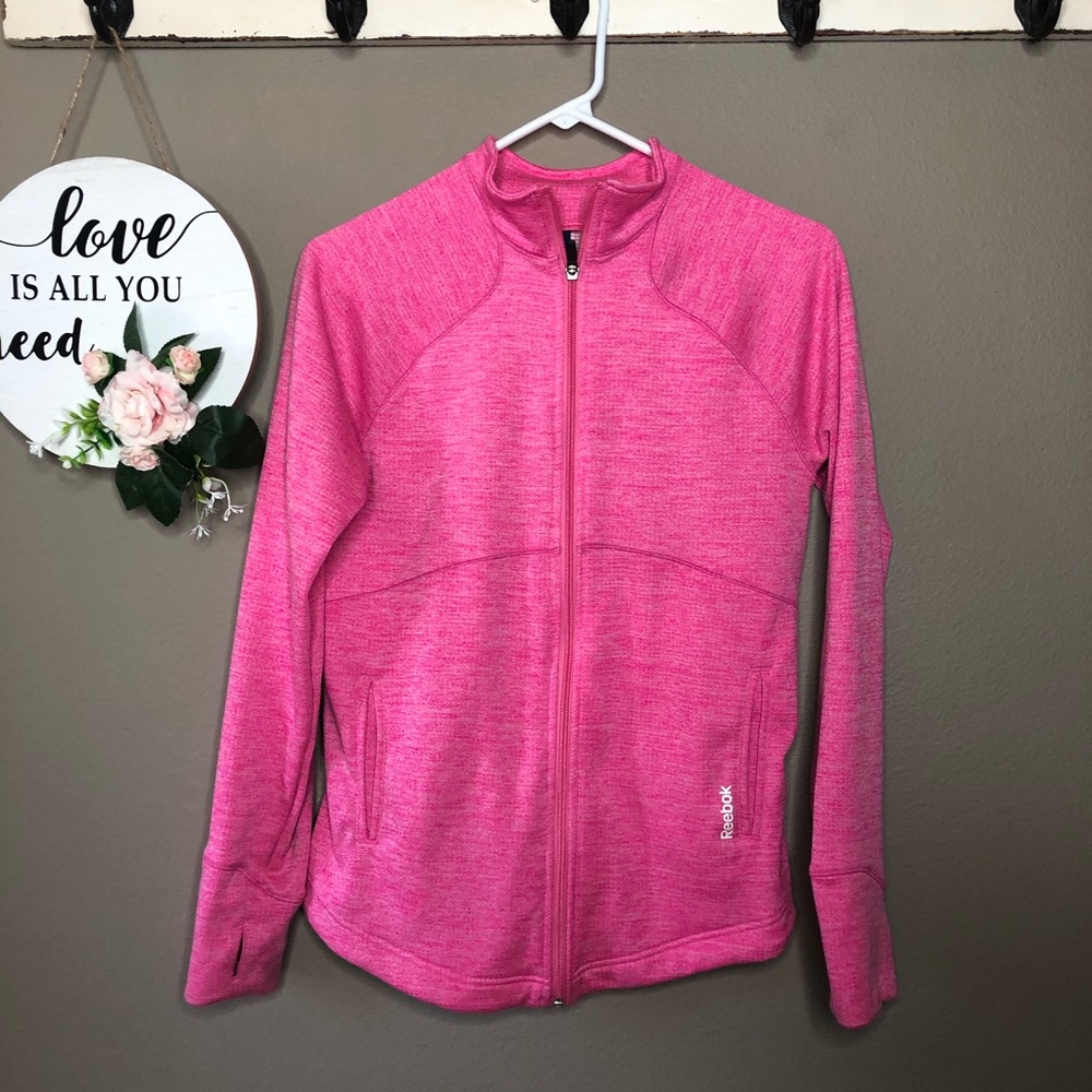 Reebok pink zip up sweater